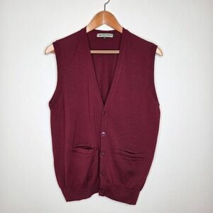 Peter Christian Fine Merino Knitwear‎ Vest 100% Wool Burgundy Red Mens Size M